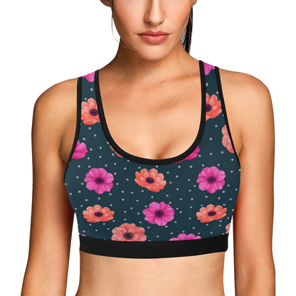 Anemone Pattern Print Design AM08 Sports Bra