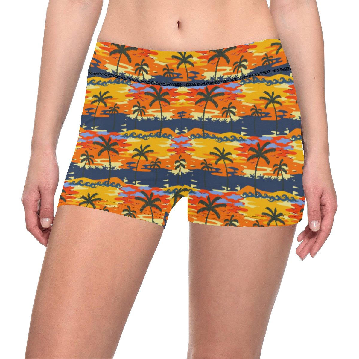 Palm Tree Pattern Print Design PT010 Yoga Shorts