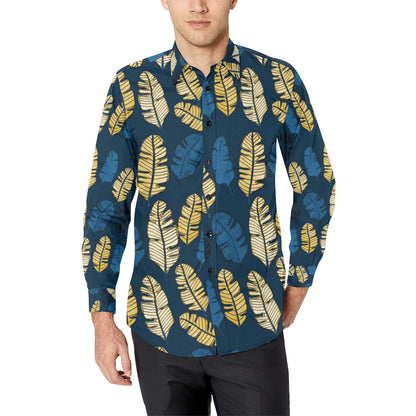 Banana Leaf Pattern Print Design BL09 Men's Long Sleeve Shirt