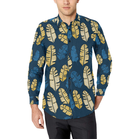 Banana Leaf Pattern Print Design BL09 Men's Long Sleeve Shirt