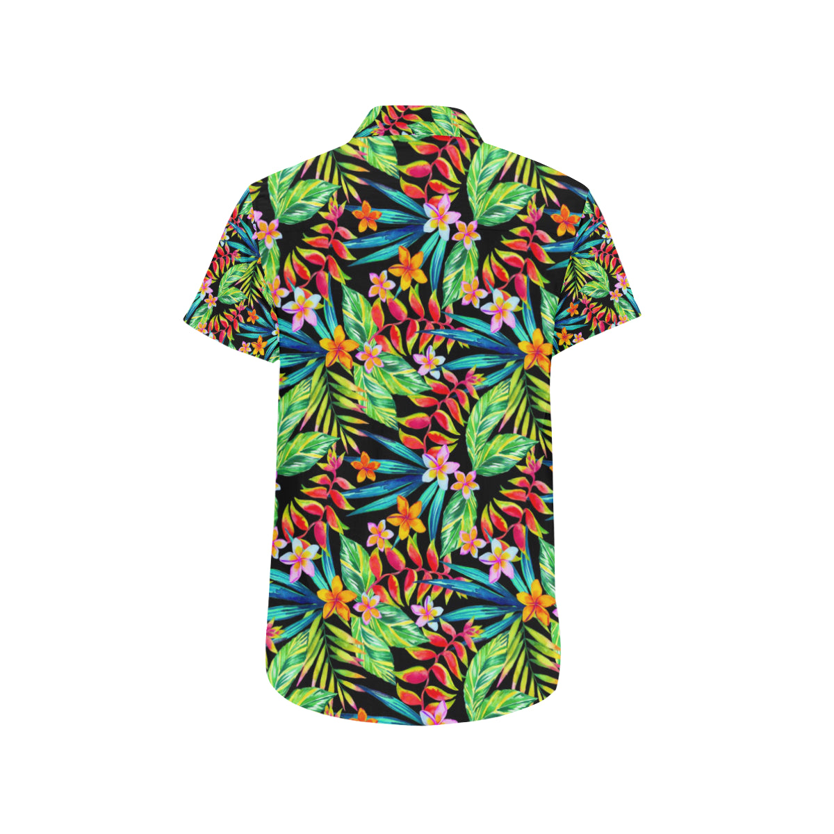 Heliconia Pattern Print Design HL09 Men's Short Sleeve Button Up Shirt