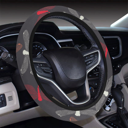 Dragonfly Pattern Print Design 01 Steering Wheel Cover with Elastic Edge