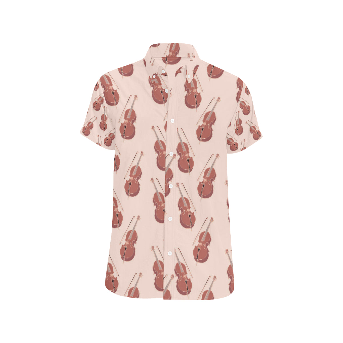 Cello Pattern Print Design 03 Men's Short Sleeve Button Up Shirt