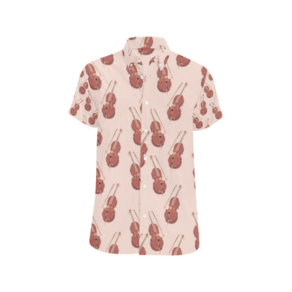 Cello Pattern Print Design 03 Men's Short Sleeve Button Up Shirt
