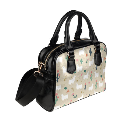 Llama Cactus Pattern Print Design 09 Shoulder Handbag