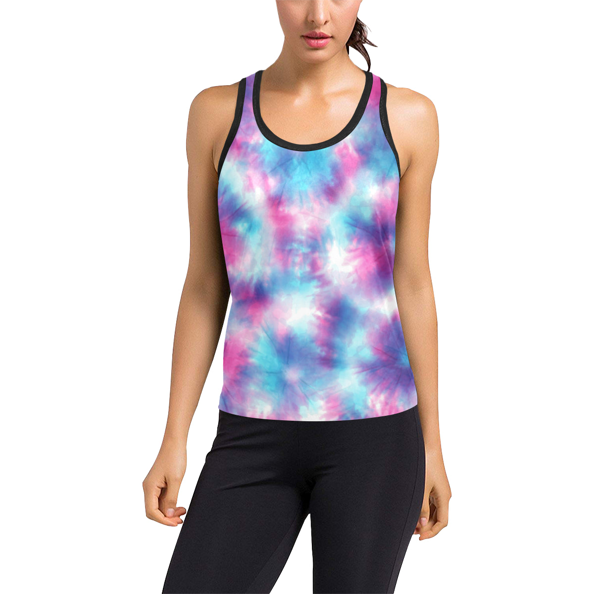 Tie Dye Blue Pink Women's Racerback Tank Top