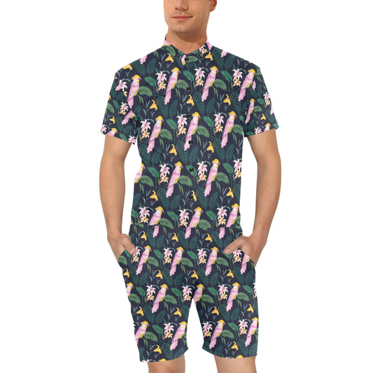 Cockatoo Pattern Print Design 03 Men's Romper