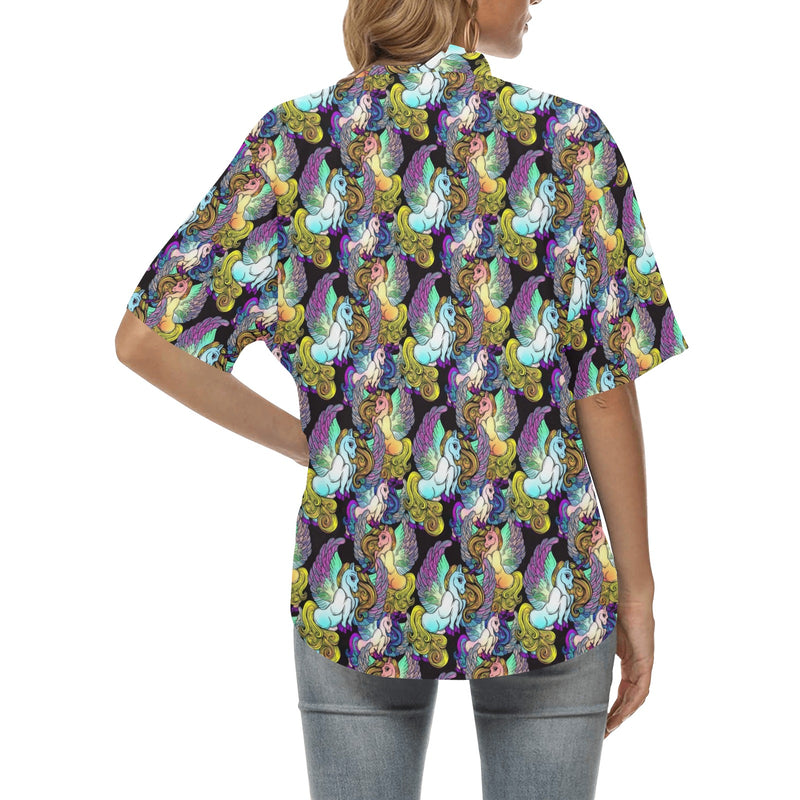 Unicorn With Wings Print Pattern Women's Hawaiian Shirt