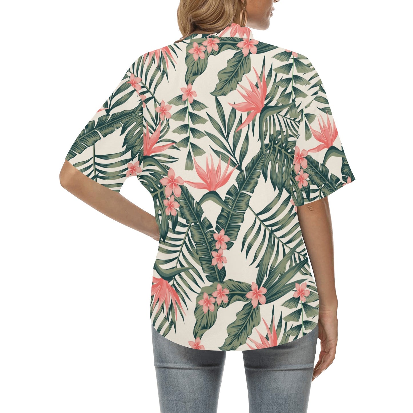 Tropical Flower Palm Leaves Women's Hawaiian Shirt