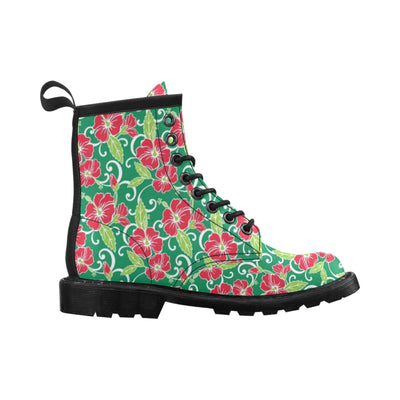 Red Hibiscus Pattern Print Design HB019 Women's Boots