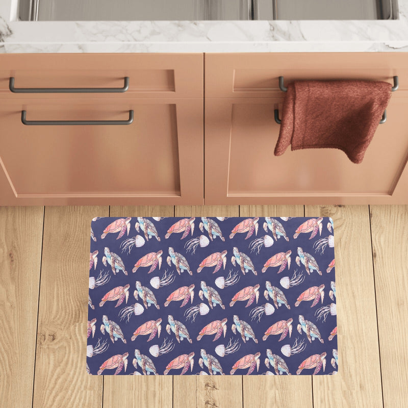 Sea Turtle With Jelly Fish Print Design LKS301 Kitchen Mat