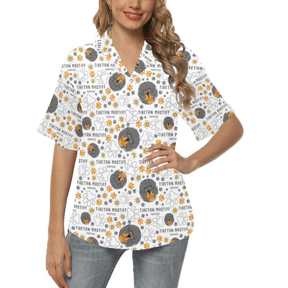 Tibetan Mastiffs Print Design LKS302 Women's Hawaiian Shirt