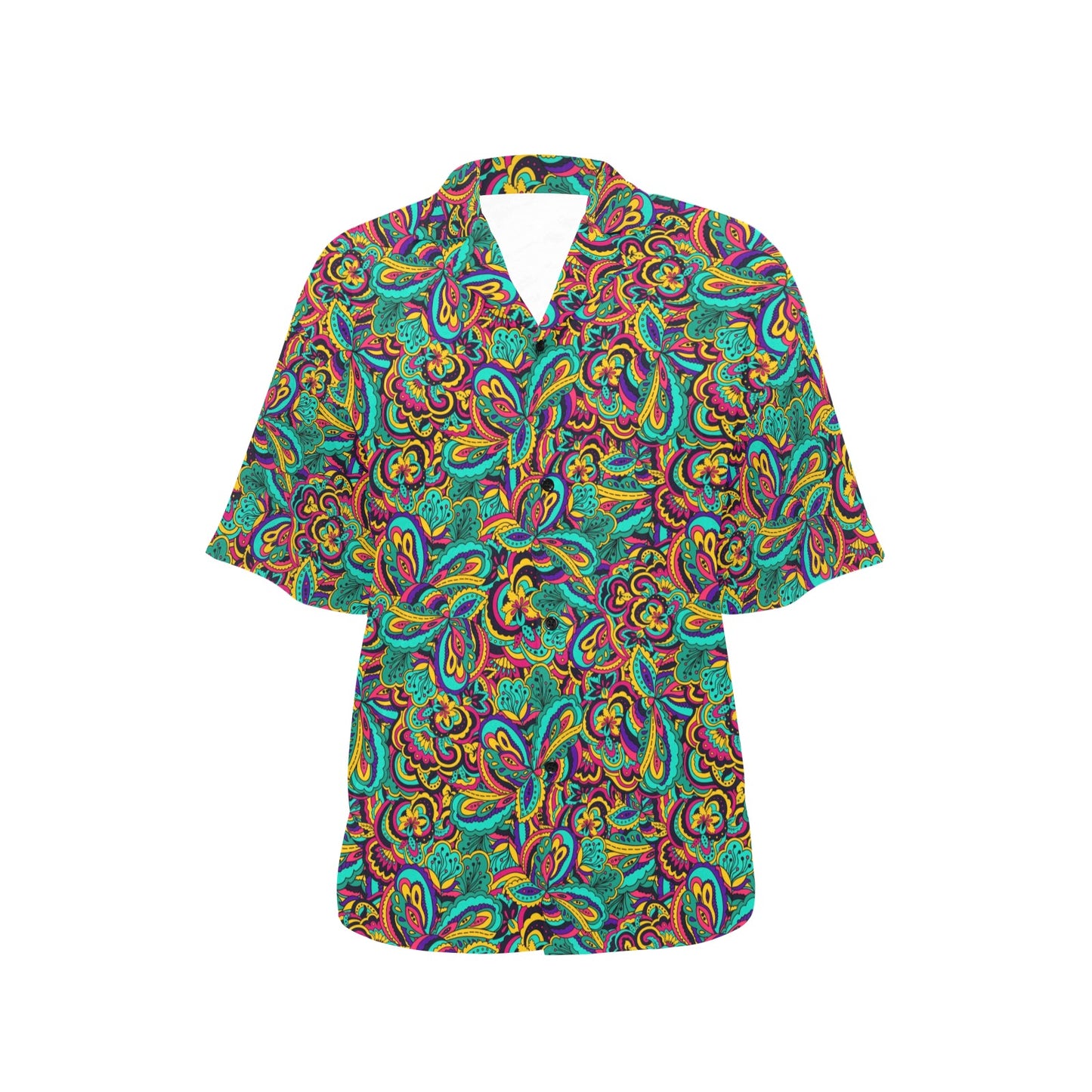 Psychedelic Trippy Floral Design Women's Hawaiian Shirt