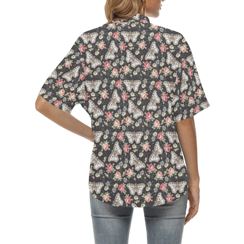 Butterfly Flower Pattern Print Design 07 Women's Hawaiian Shirt