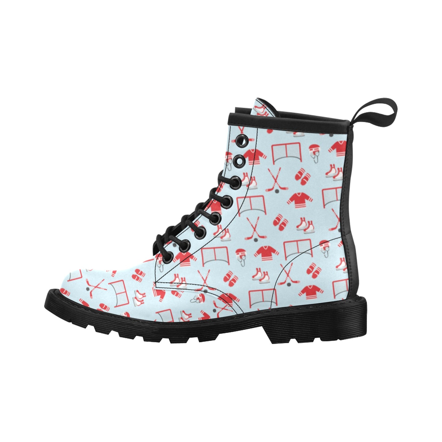 Hockey Red Equipment Print Design LKS305 Women's Boots