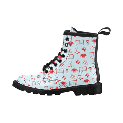 Hockey Red Equipment Print Design LKS305 Women's Boots