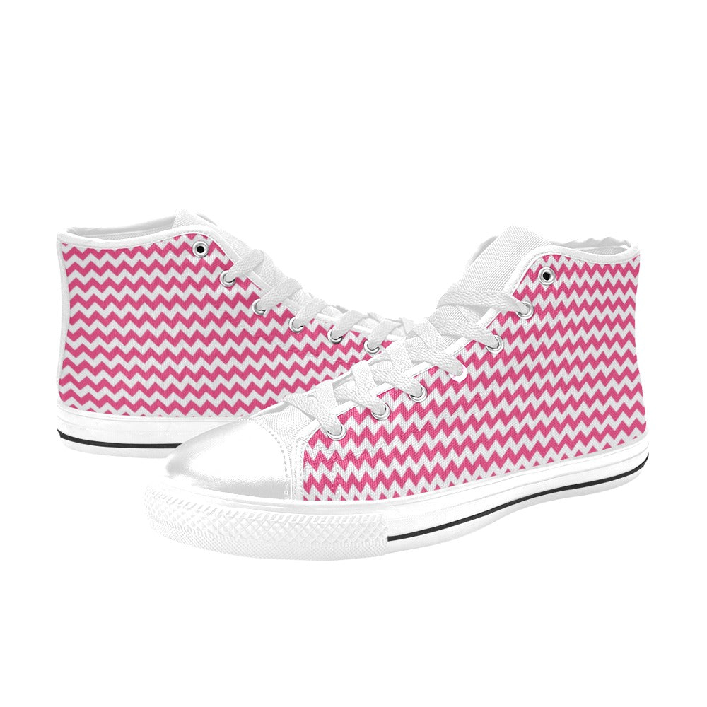 Chevron Print Design LKS402 High Top Women's White Shoes