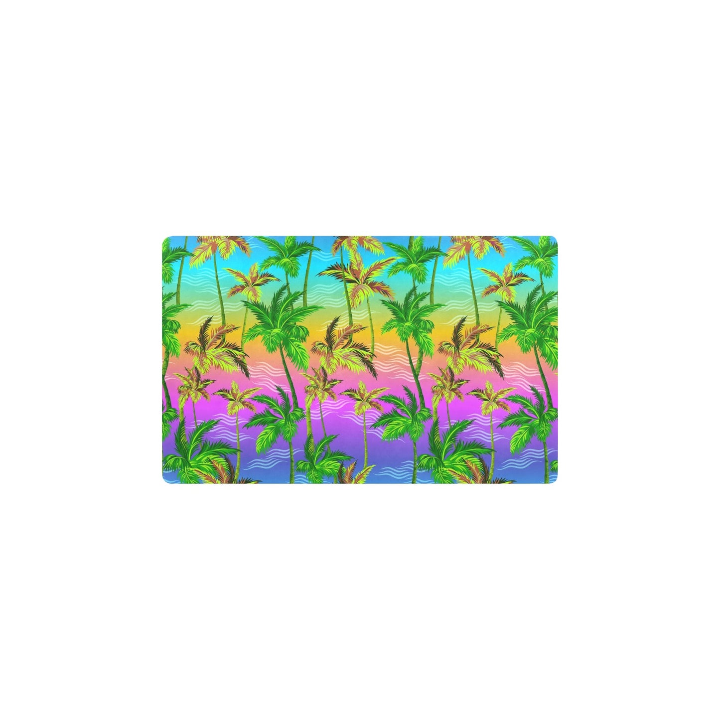 Palm Tree Rainbow Pattern Kitchen Mat