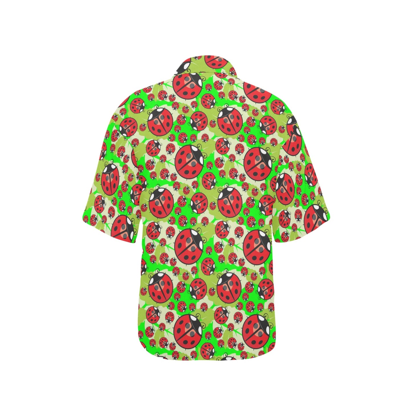 Ladybug with Leaf Print Pattern Women's Hawaiian Shirt
