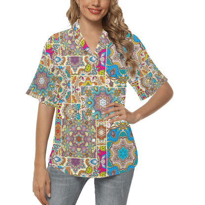 Patchwork Print Design LKS402 Women's Hawaiian Shirt