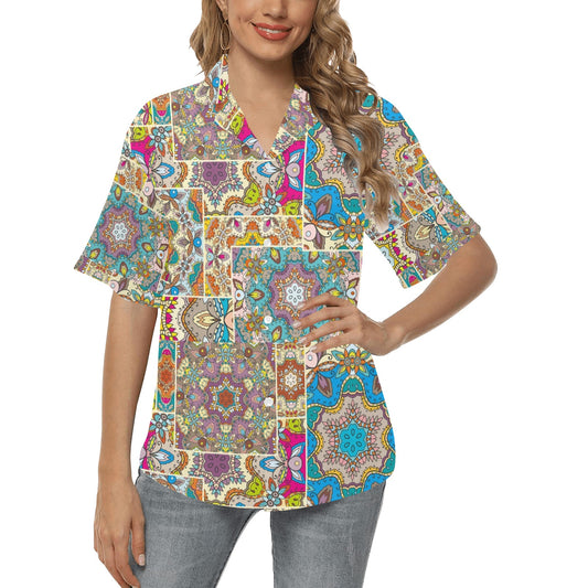 Patchwork Print Design LKS402 Women's Hawaiian Shirt