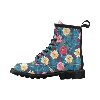 Water Lily Pattern Print Design WL05 Women's Boots