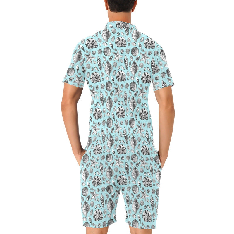 Seashell Beach Print Design LKS302 Men's Romper