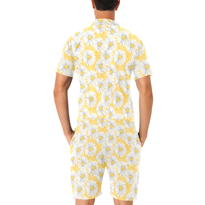 Daisy Yellow Watercolor Print Pattern Men's Romper