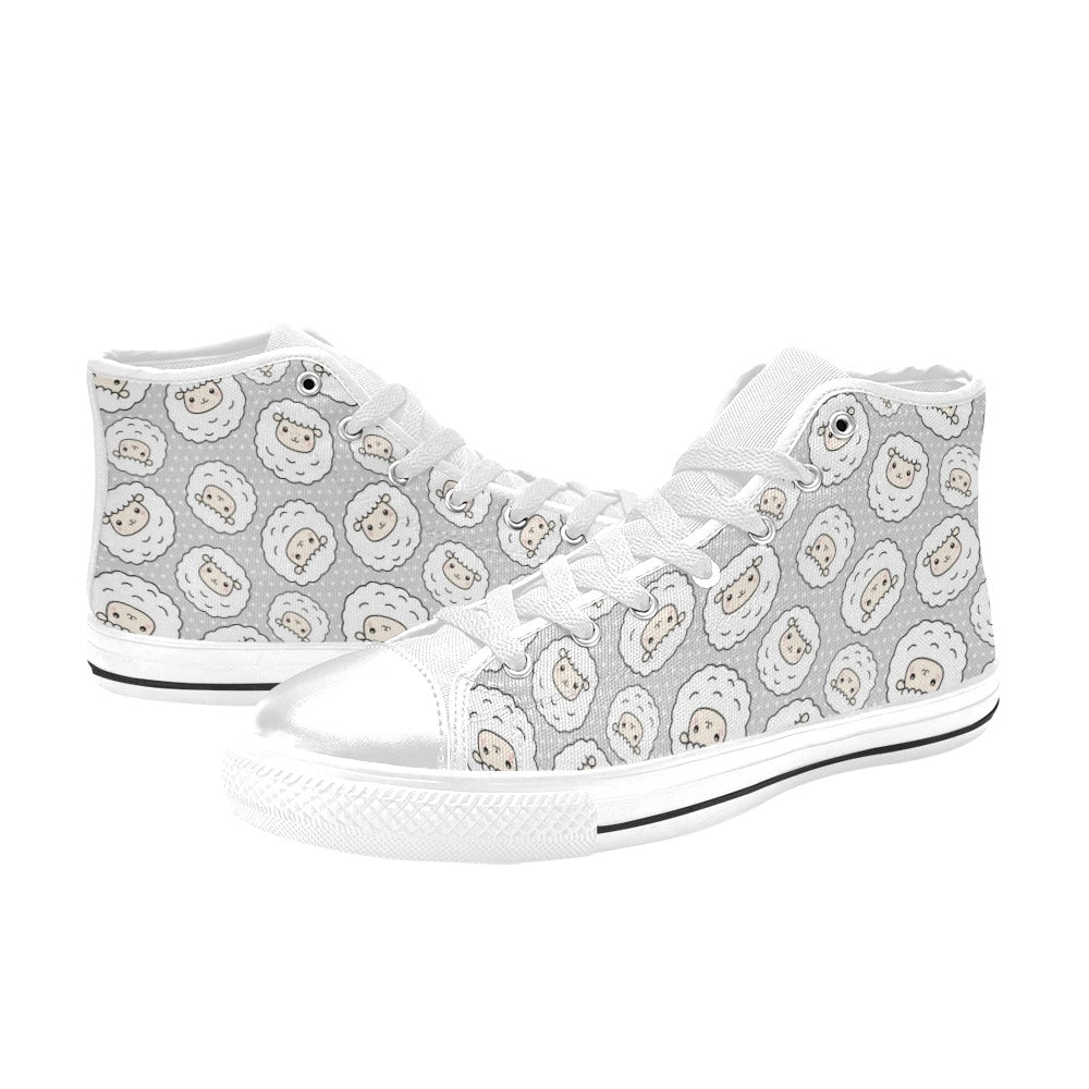 Sheep Print Design LKS401 High Top Women's White Shoes