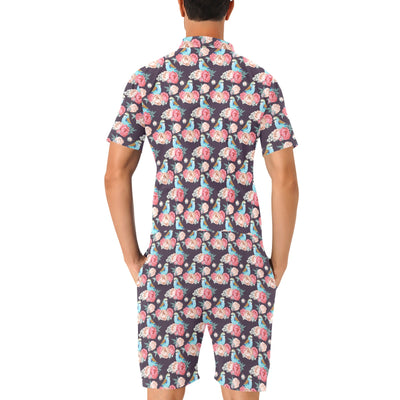 Bluebird Pattern Print Design 02 Men's Romper