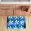 Blue Neon Sea Turtle Print Kitchen Mat