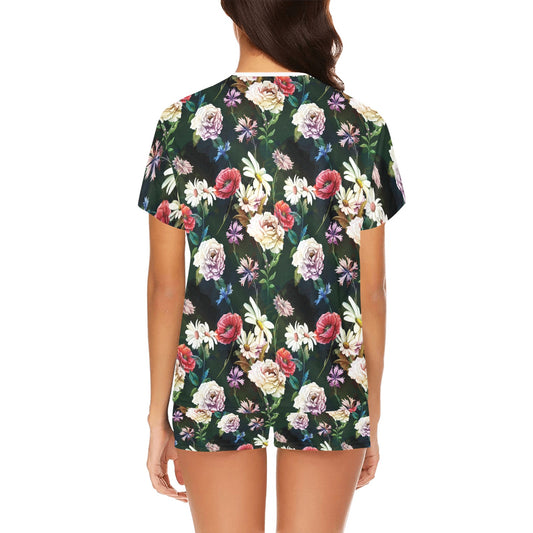Summer Floral Print Design LKS303 Women's Short Pajama Set