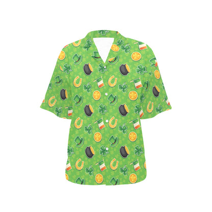 Shamrock Saint Patrick's Day Print Design LKS302 Women's Hawaiian Shirt