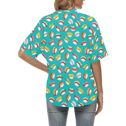 Sushi Themed Print Women's Hawaiian Shirt