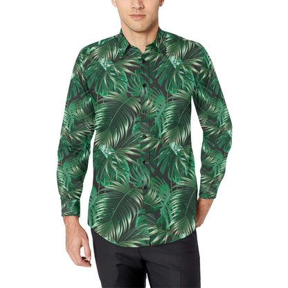 Tropical Flower Pattern Print Design TF012 Men's Long Sleeve Shirt
