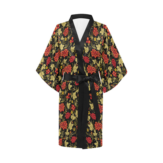 Cranberry Pattern Print Design CB02 Women Kimono Robe