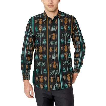 Hawaiian Themed Pattern Print Design H023 Men's Long Sleeve Shirt