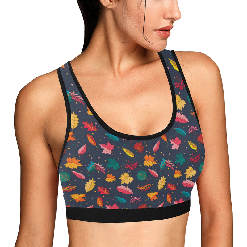 Elm Leave Colorful Print Pattern Sports Bra