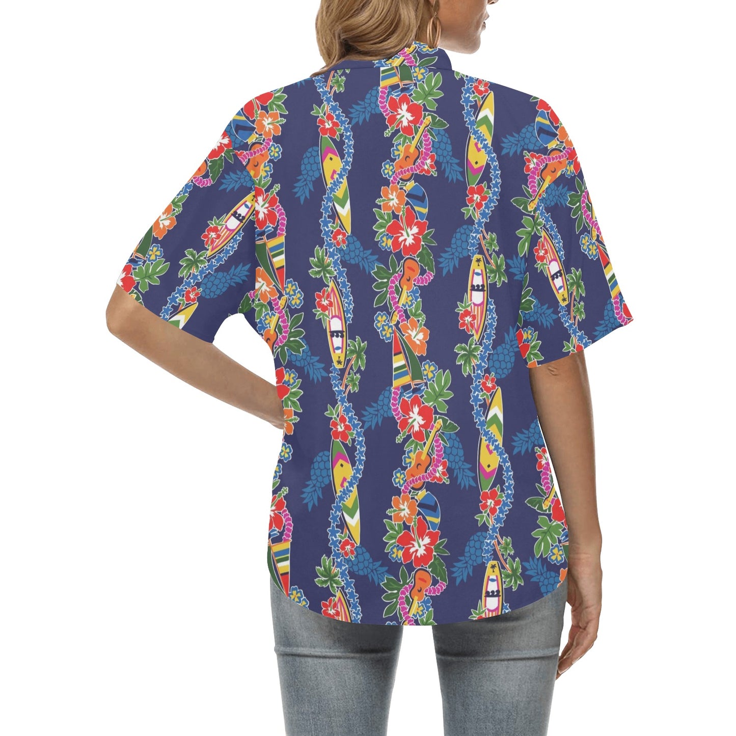 Hawaiian Themed Pattern Print Design H04 Women's Hawaiian Shirt