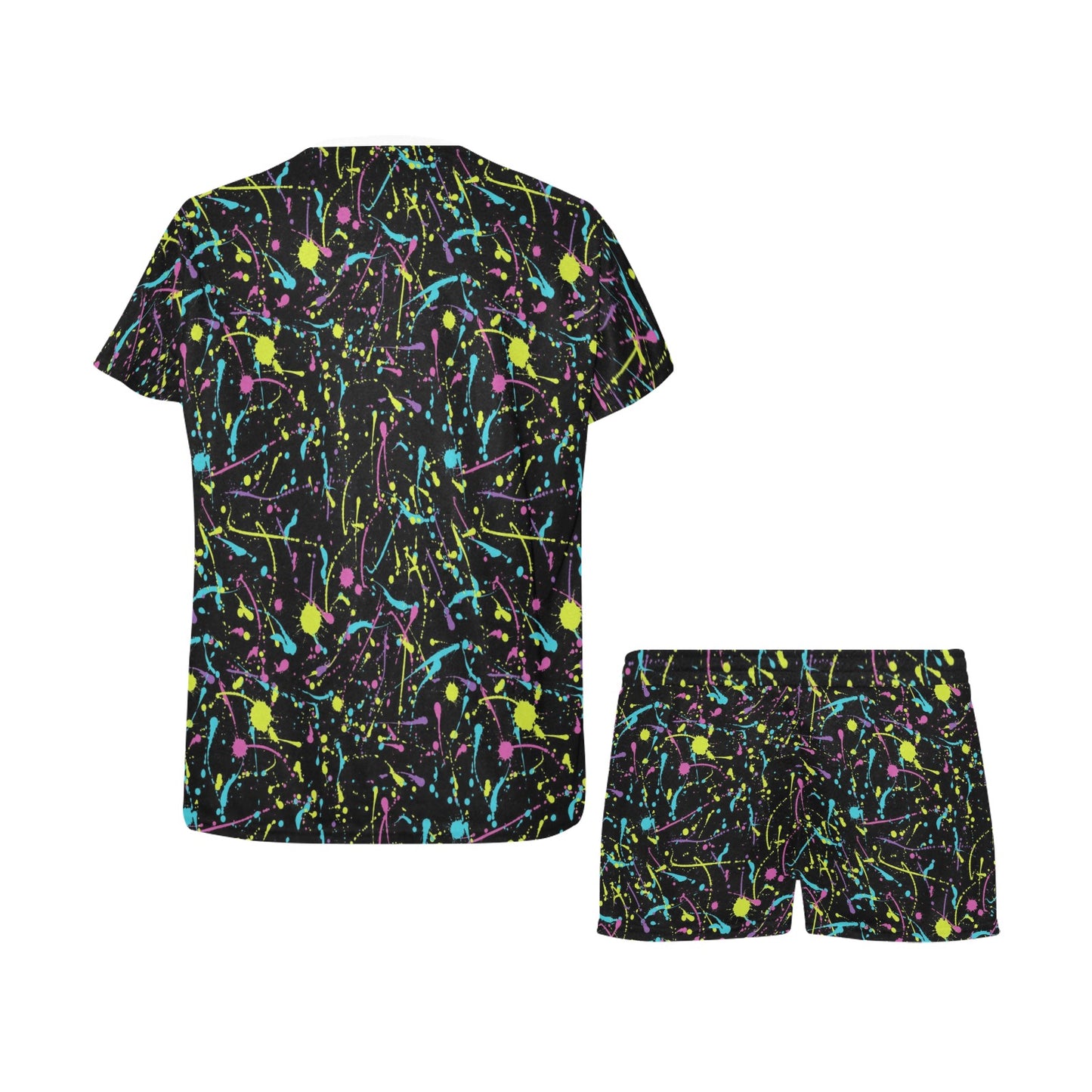 Splatter Multicolor Print Design LKS302 Women's Short Pajama Set