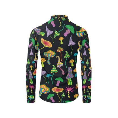 Psychedelic Mushroom Pattern Print Design A02 Men's Long Sleeve Shirt