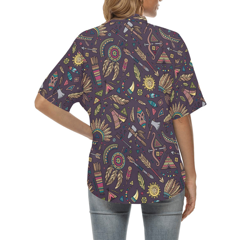 Tribal native american Aztec Women's Hawaiian Shirt