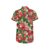 Poinsettia Pattern Print Design POT03 Men's Short Sleeve Button Up Shirt