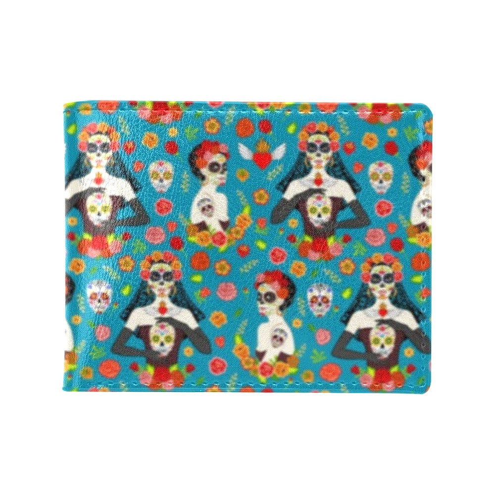 Day of the Dead Old School Girl Design Men's ID Card Wallet