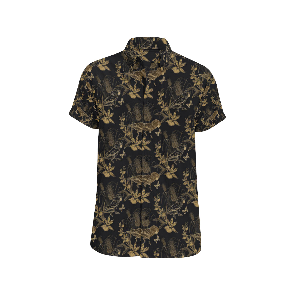 Parakeet Pattern Print Design A05 Men's Short Sleeve Button Up Shirt