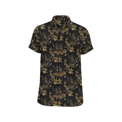 Parakeet Pattern Print Design A05 Men's Short Sleeve Button Up Shirt