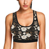 Peony Pattern Print Design A02 Sports Bra