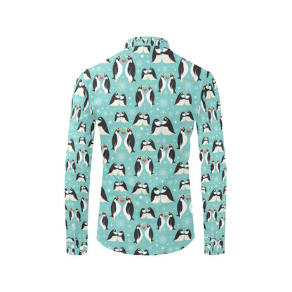 Penguin Love Print Men's Long Sleeve Shirt