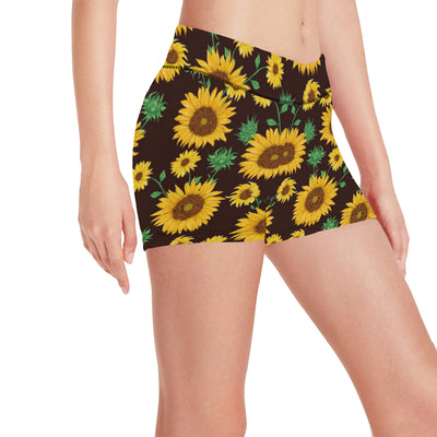 Sunflower Pattern Print Design SF01 Yoga Shorts