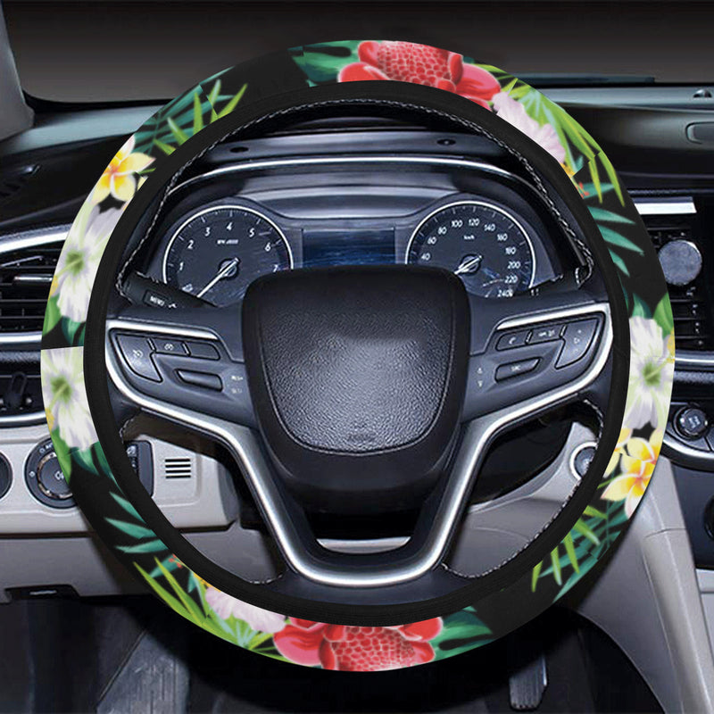 Hibiscus Hawaiian flower tropical Steering Wheel Cover with Elastic Edge